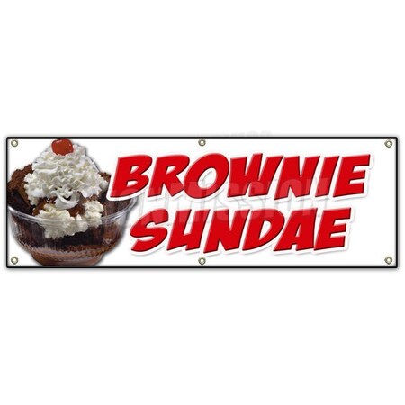 Signmission BROWNIE SUNDAE BANNER SIGN ice cream dessert whipped cream cherry B-72 Brownie Sundae